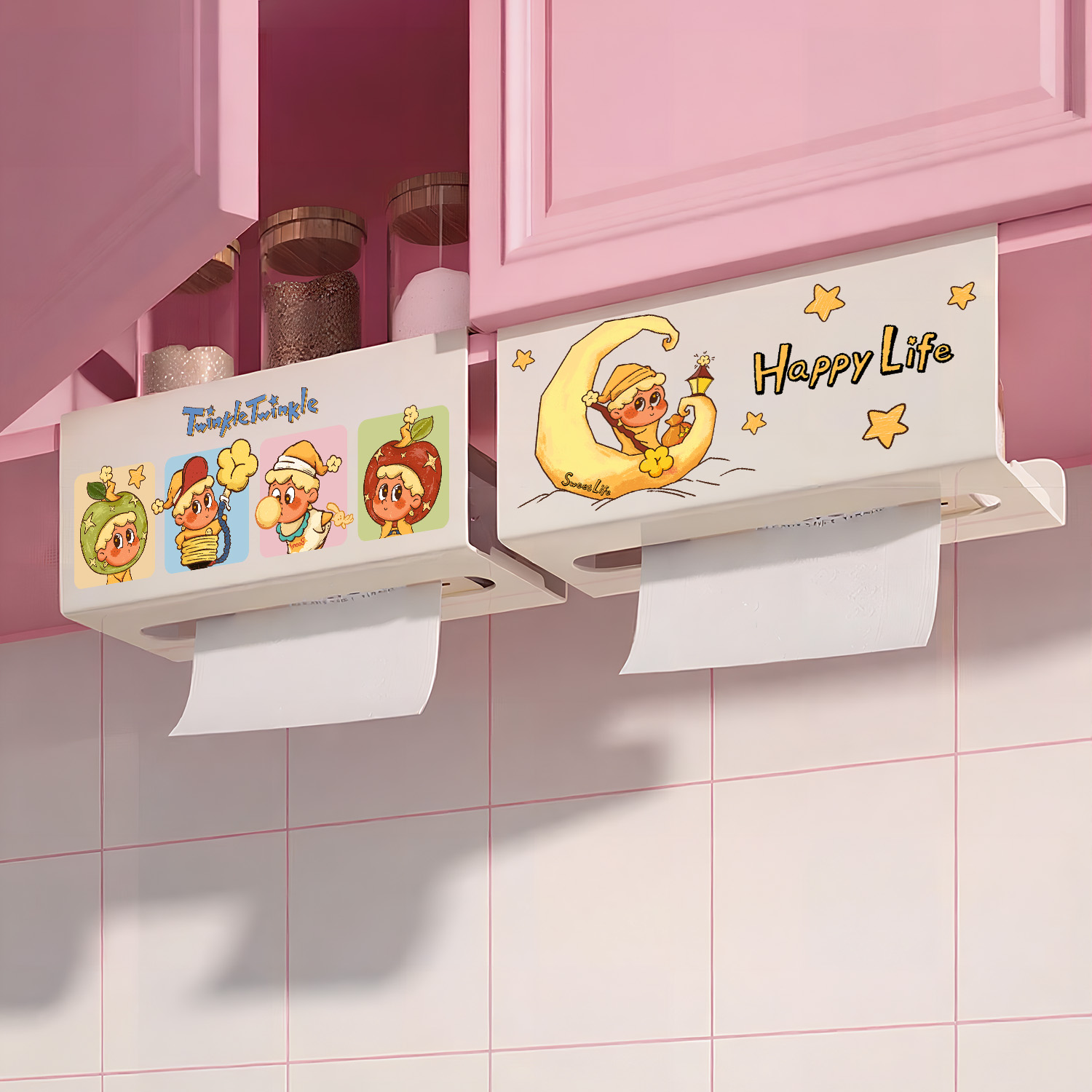 卡通厨房纸巾架创意抽纸挂架置物架卫生间镜柜下倒挂洗脸巾收纳架