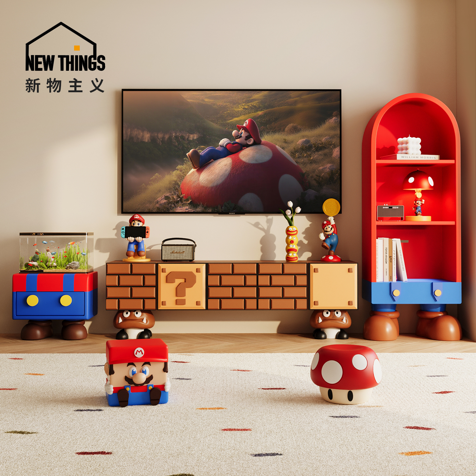 【超级玛丽周边】马里奥电视柜