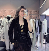 上衣显瘦 西装 欧货时尚 真丝绒显瘦休闲西服外套女2026春秋复古新款