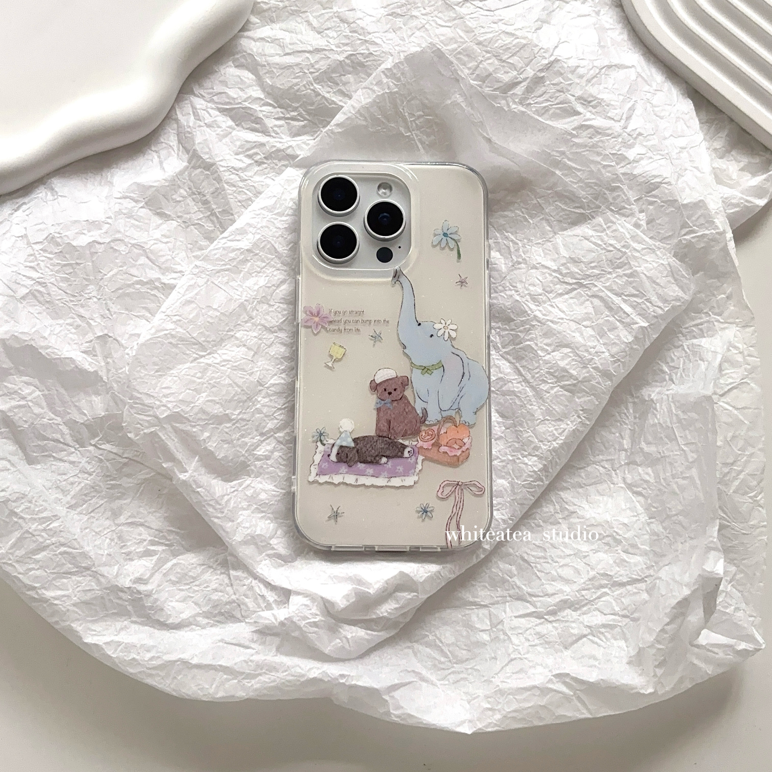 盐白茶ins可爱奶油风小象手机壳