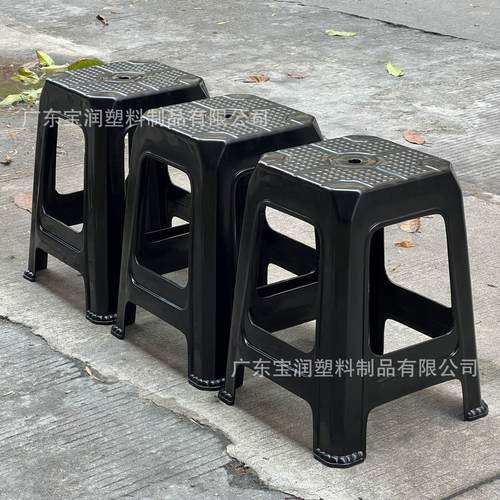 黑色防静电方凳深圳东莞车间凳子防滑套叠椅子电子生产线专用胶凳