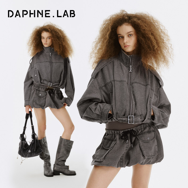 DAPHNELAB26FW短款水洗夹克秋冬季宽松廓形上衣外套质感夹克女