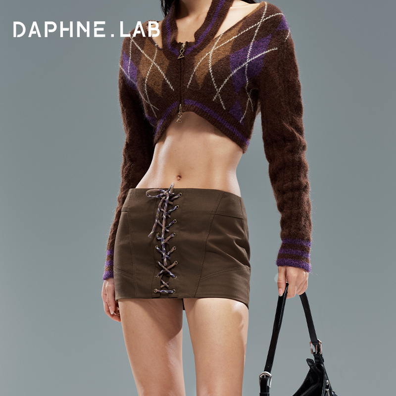 DAPHNELAB25FW绑带辣感超短裙