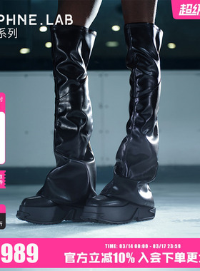 朴彩英万妮达同款DAPHNELAB方糖过膝靴26春时装周秀款厚底裤管女