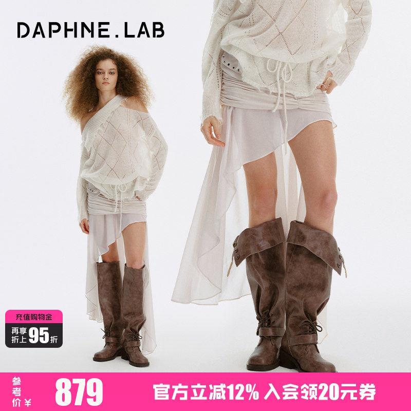 达芙妮lab方糖裤管靴两穿骑士靴图片