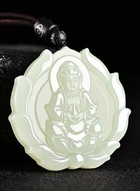 仿和田玉观音吊坠玉牌男女款玉石玉坠挂件玉坠直播礼品