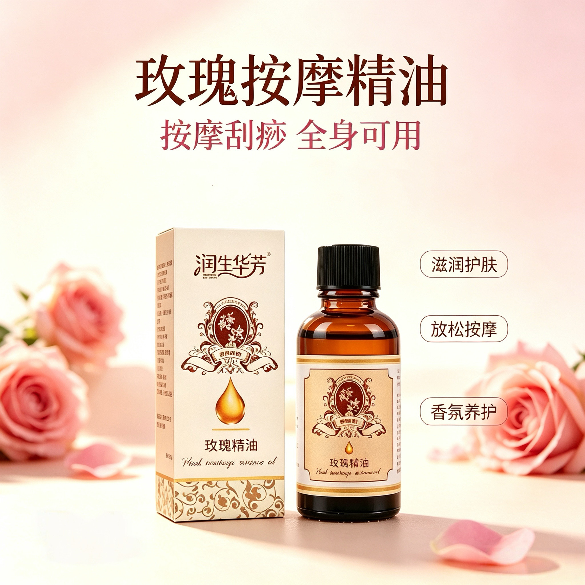 玫瑰身体按摩精油全身通经络