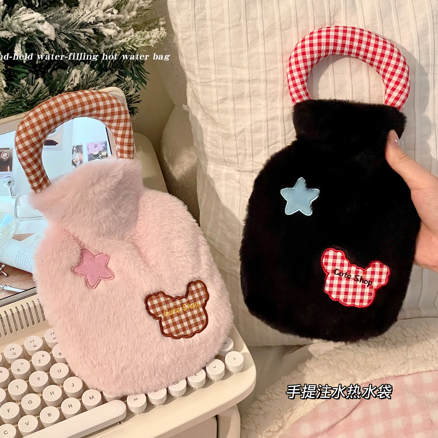 暖水袋热水袋注水暖肚子暖手宝学生敷肚子可爱毛绒热敷便携多功能