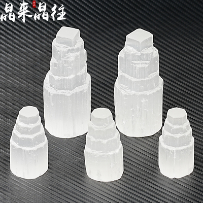 晶拉霸天然摩洛哥透石膏灯塔摆件