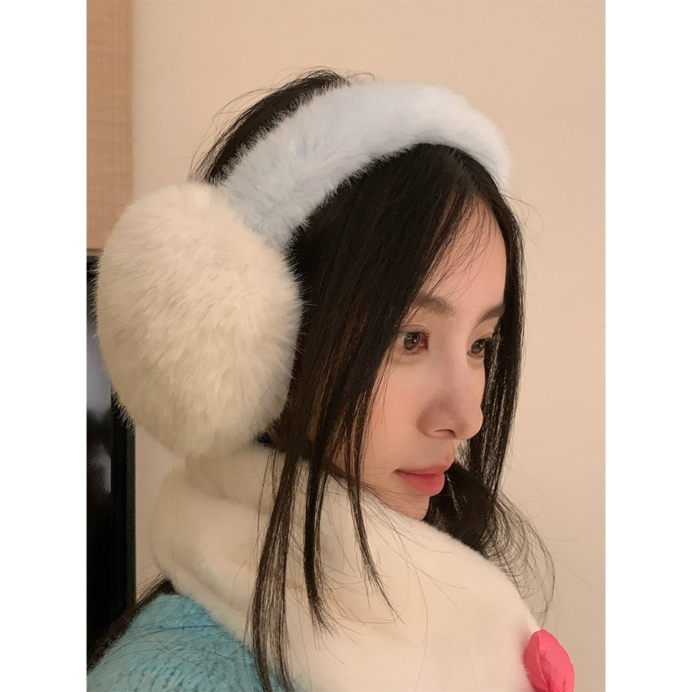 可爱拼色毛绒耳罩女冬季保暖护耳朵套耳暖耳捂子耳包骑行骑车防寒