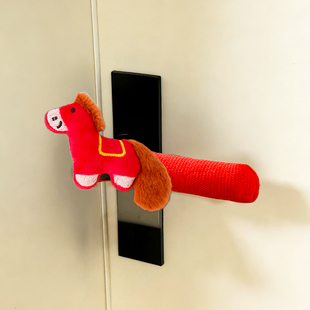红色小马装饰门把手保护套入户门装饰挂件2026新年装饰品防碰撞
