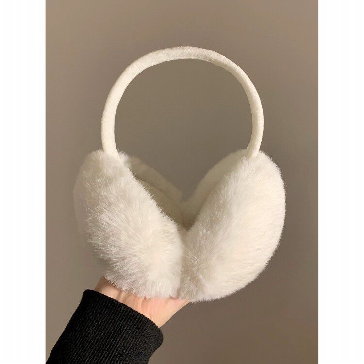 可爱白色毛绒耳罩女冬季保暖护耳朵套耳暖耳捂子耳包骑行骑车防寒