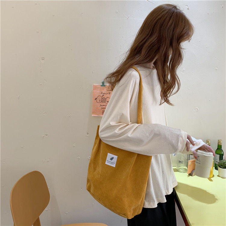 日系灯芯绒帆布包sni女学生单肩手提布袋原宿大容量ulzzang上课包