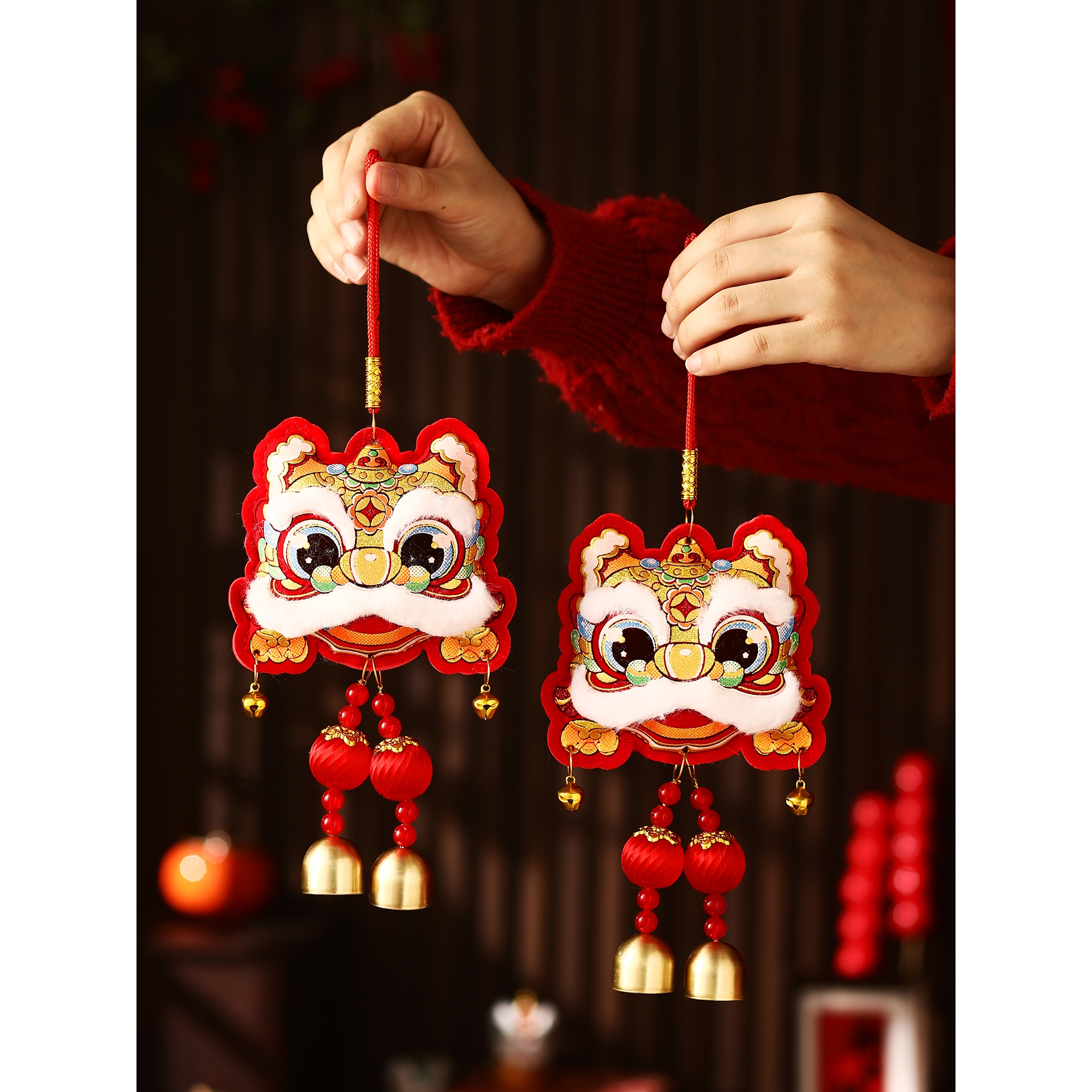 新年装饰2026马年春节过年醒狮挂件客厅福字挂饰元旦喜庆布置用品