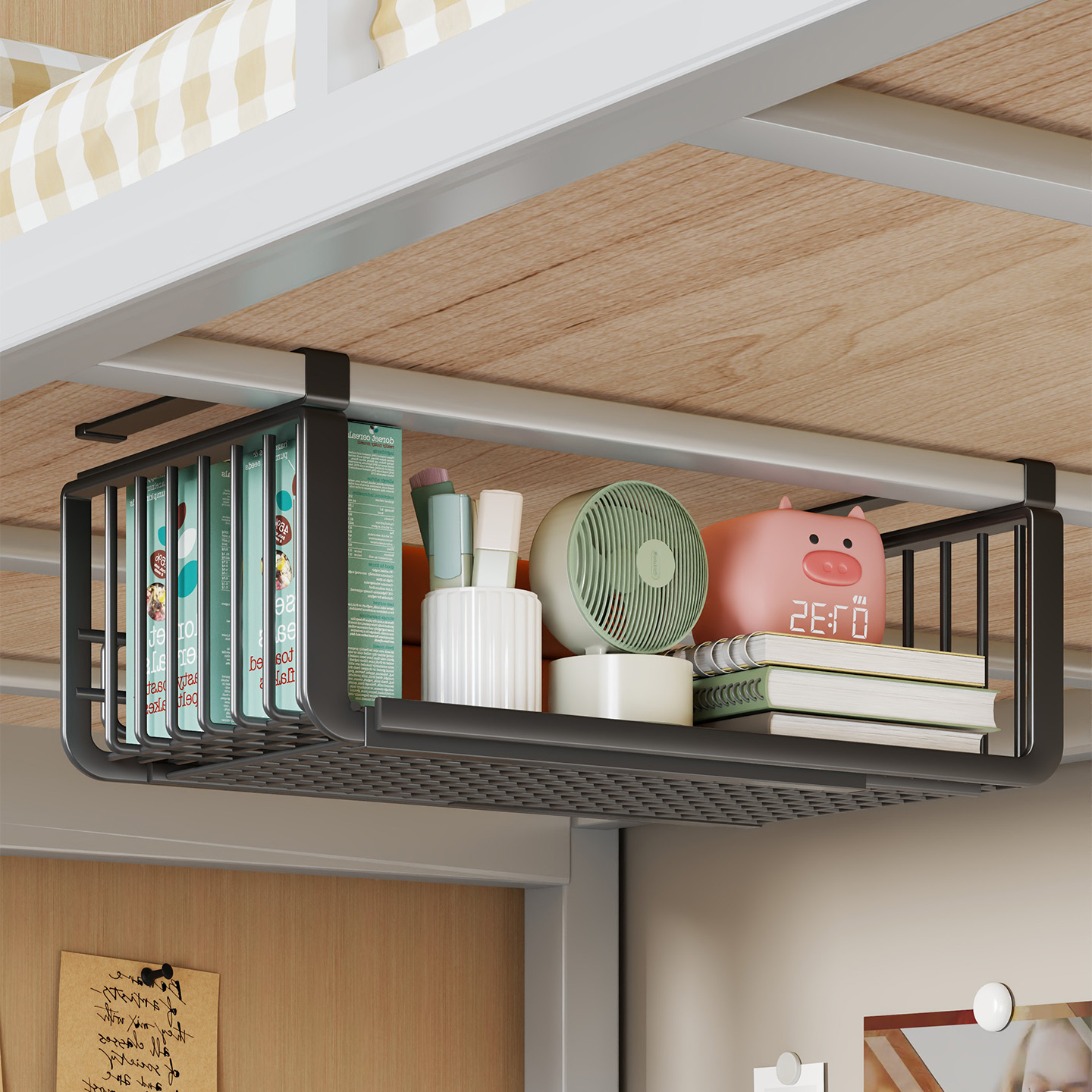 宿舍下铺置物架床边挂篮大学生桌下书本收纳神器可调节寝室零食架