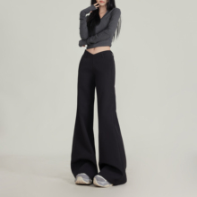 worxurnn/无须美式小众设计V领高级感喇叭裤女通勤显瘦西装裤加绒