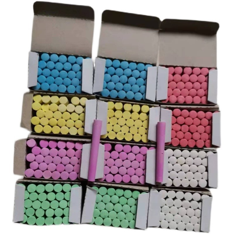 单色圆粉笔黑色红色无尘彩色圆粉笔白色蓝色黄色绿色玫红色其