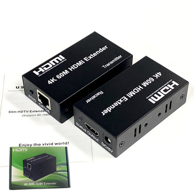 4K 60M HDMI Extender 高清4K30hz 网线RJ45转HDMI 60米监控 绿盒