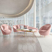 北欧服装 店创意沙发美容院接待休息区休闲简约异形小沙发组合套装