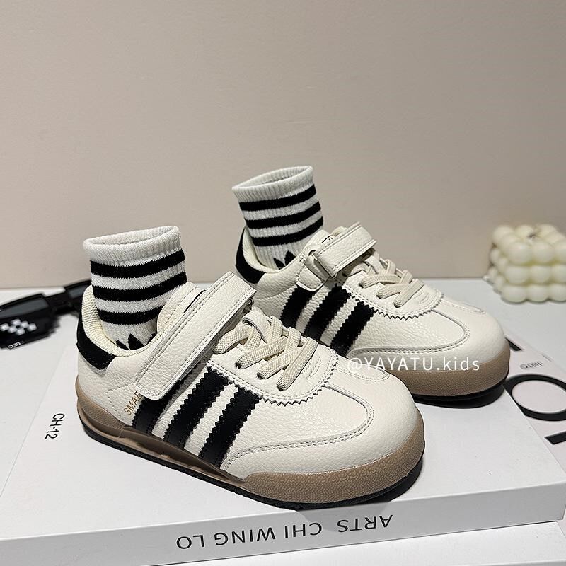 儿童鞋子运动鞋2025春季新款男童真皮德训鞋女童板鞋小白鞋软底