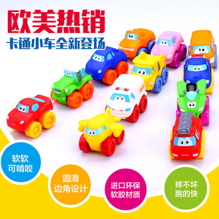 婴幼儿童迷你小汽车玩具模型 宝宝 惯性 软胶 可啃咬1-2-3岁耐摔