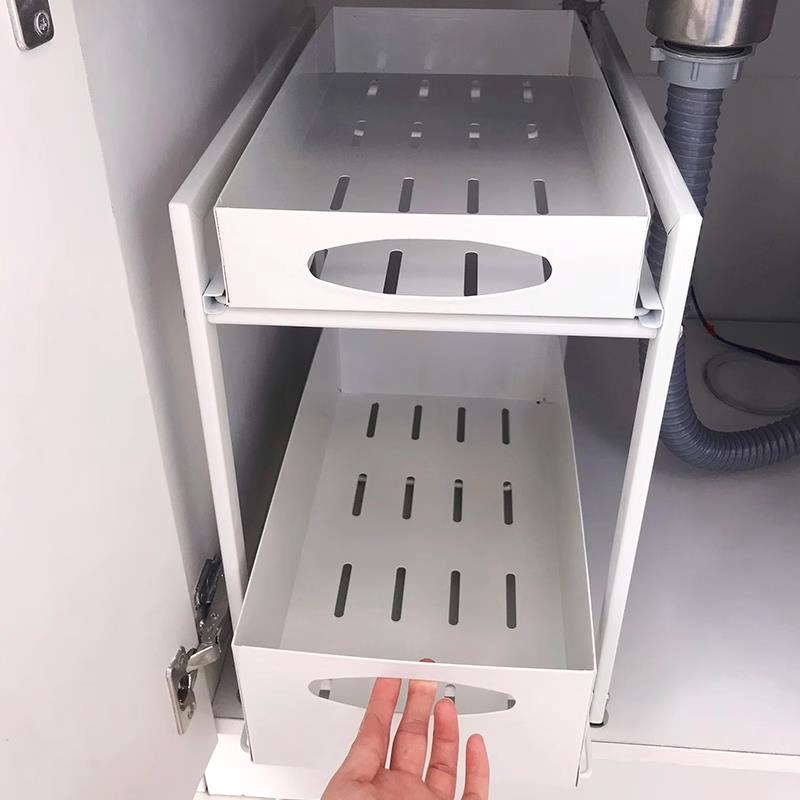 厨房下水槽置物架碗碟拉篮水池下多E层抽拉式收纳架子橱柜内分层
