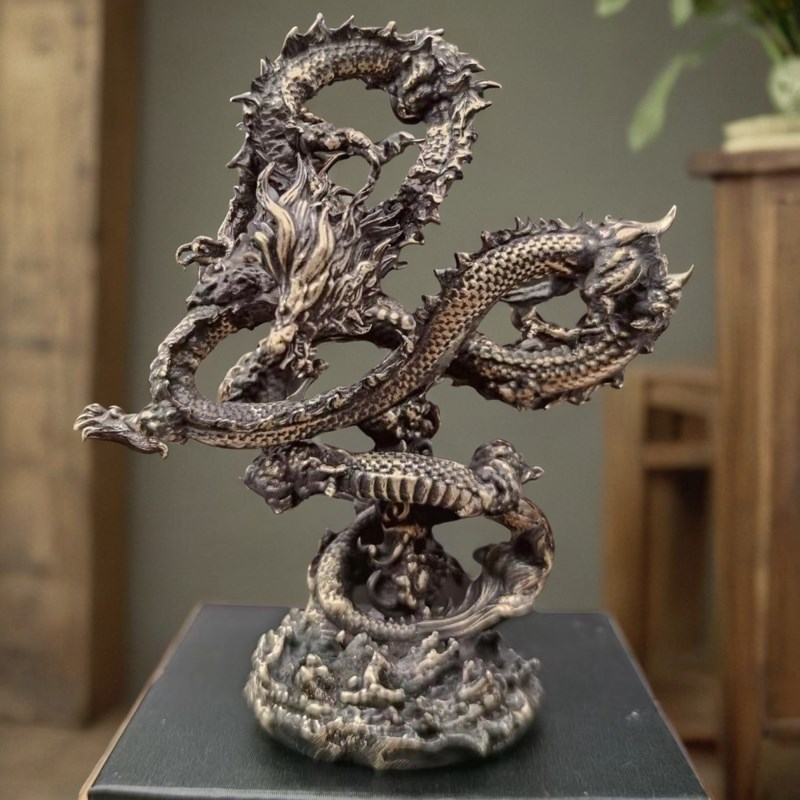 黄铜金属神兽盘龙l神龙手办纯铜龙摆件招财镇宅高档工艺品家居摆