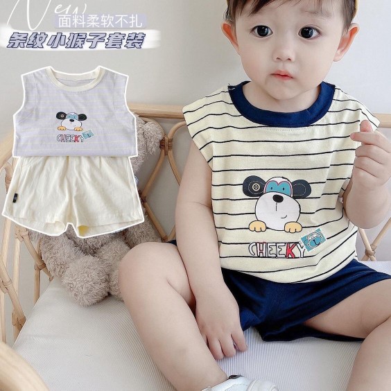 男童背心套装夏装2023新款网红帅气衣服洋气宝宝短裤无袖两件套潮