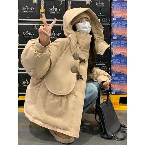 胖mm大码女装美拉德羽绒棉服女韩系高级感加厚百搭连帽面包服外套