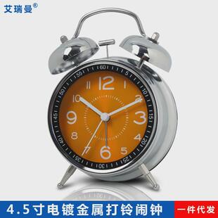 铁艺学生小闹f钟儿童静音时尚台钟桌面创意夜光指针石英钟表