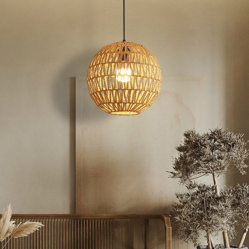 手编圆球麻绳吊灯侘寂风餐厅餐桌楼梯组合灯民宿吧台卧室床头灯具,家装灯饰光源,酒店/宴会厅/餐饮吊灯,淘宝优惠券,粉丝福利购,淘宝优惠卷