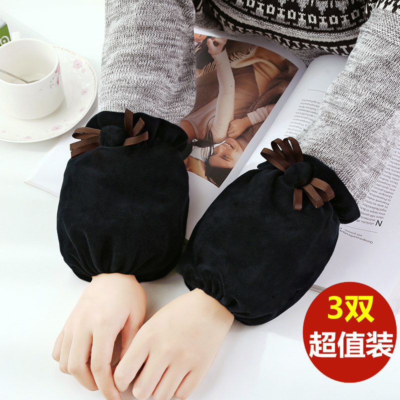 新款袖套女秋冬季羽绒服t防脏保暖短款毛绒办公室工作防污手袖