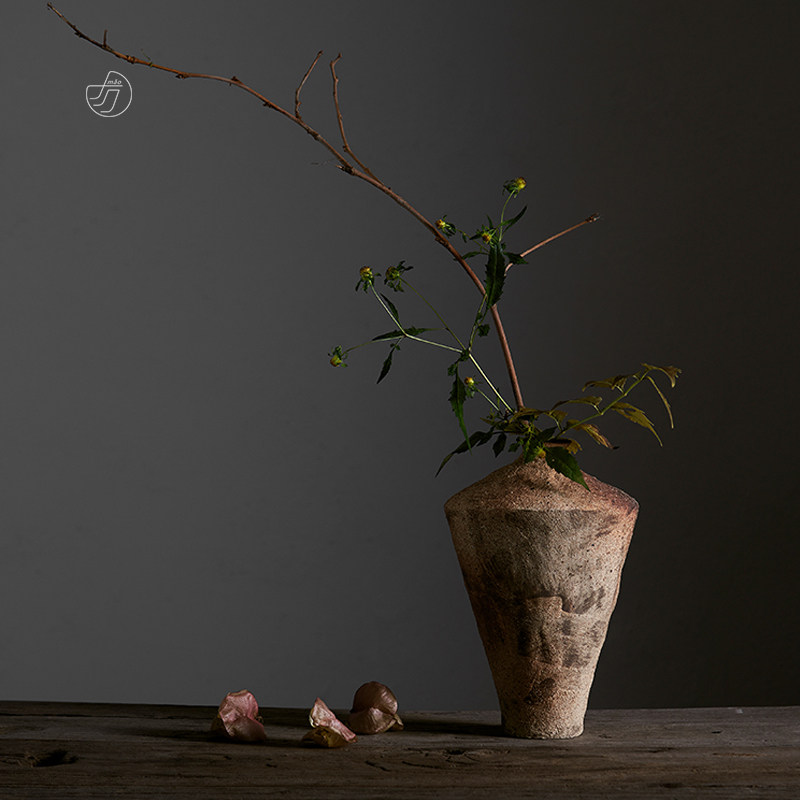 冇花 冯哲元 高腰菱器手作陶瓷花瓶日式粗陶花器客厅新中式摆件