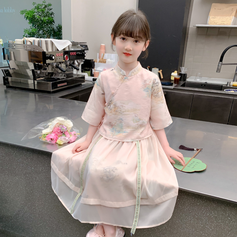 女童汉服夏季2024新款儿童夏款新中式国风套装夏装女孩古风两件套