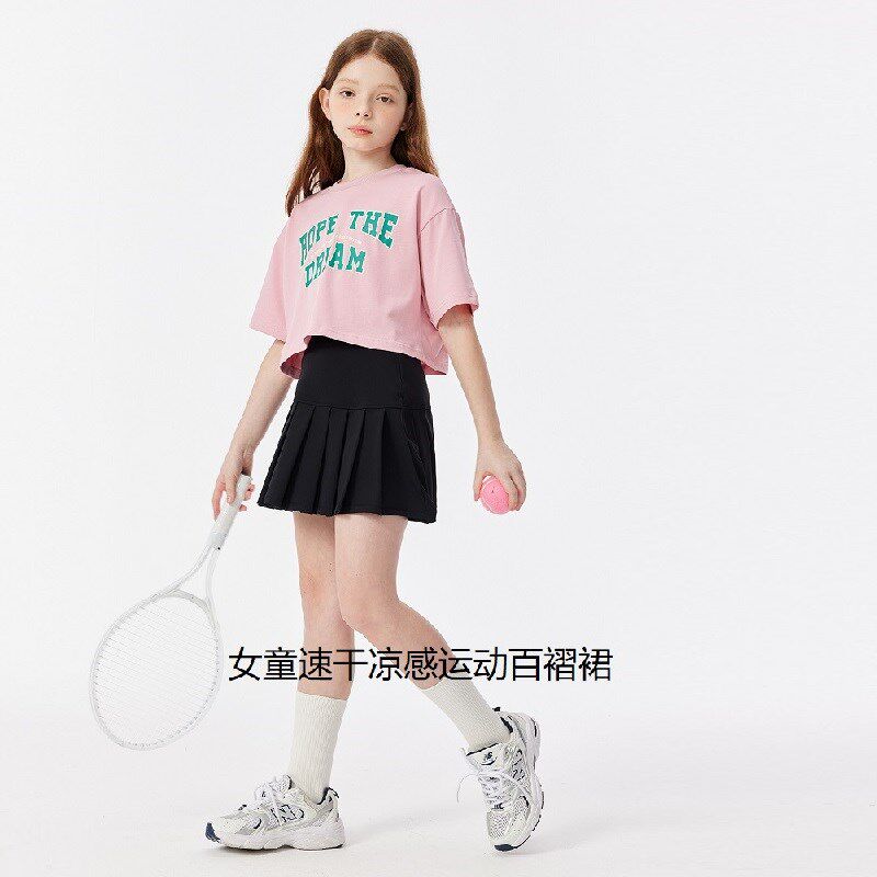 女童夏速干半身日系百褶裙纯色女学生网球裙凉感透气运动打底裙裤