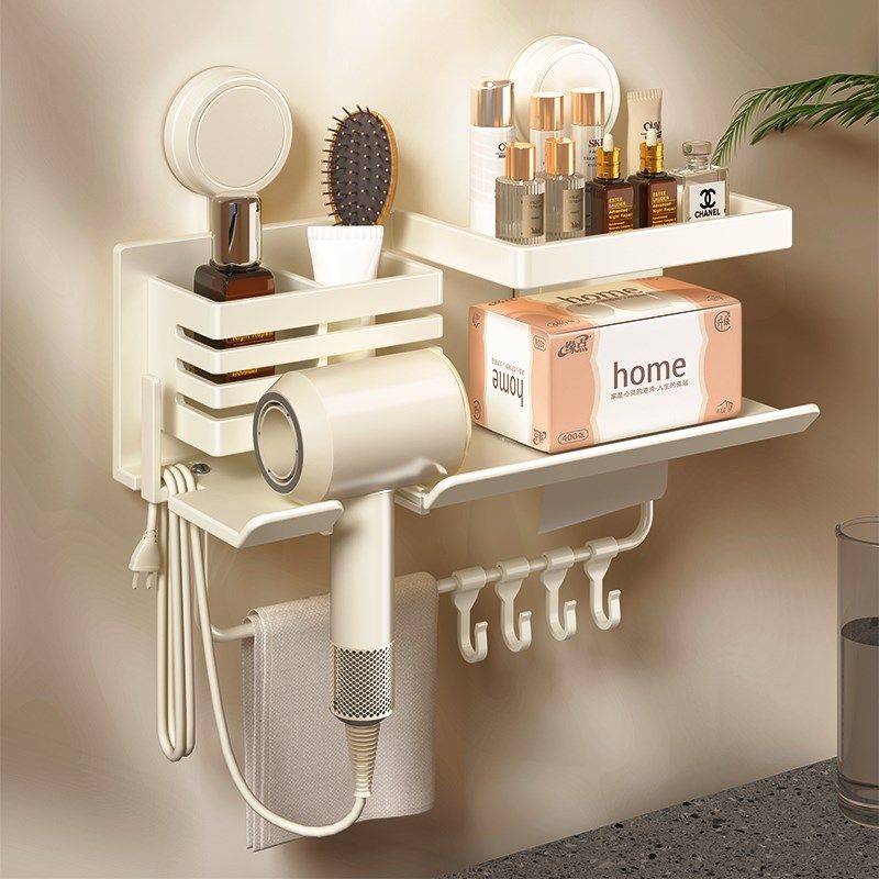 吸盘吹风机支架太空铝免打孔卫生间电吹风筒浴室挂架子壁挂