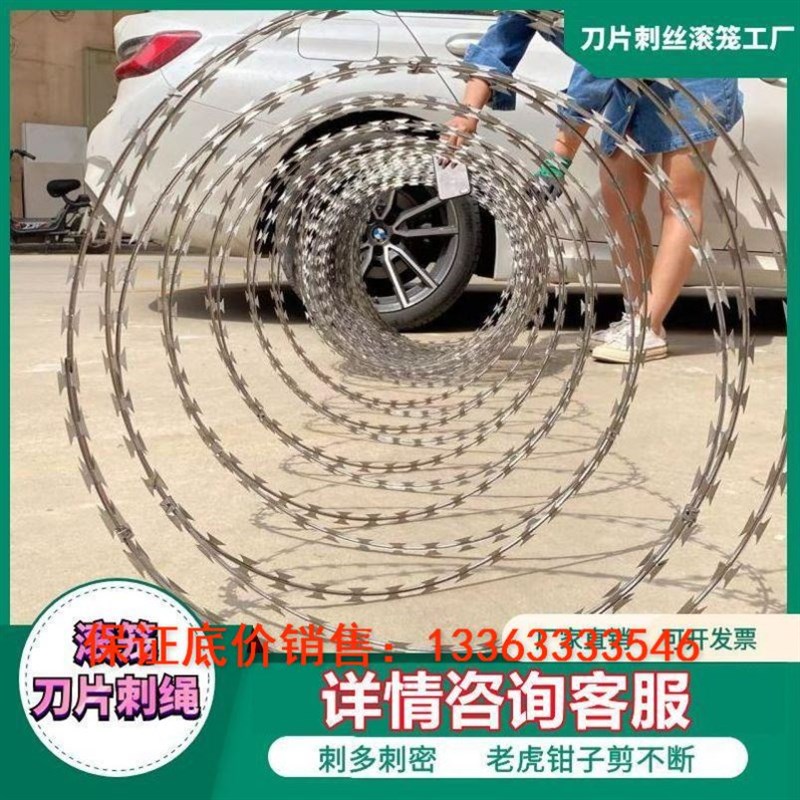 镀锌刺丝滚笼防锈刀片刺绳防盗A刀刺网围墙防爬刺铁丝网围栏铁刺