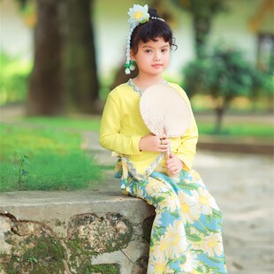 沙芭利 文艺小清新儿童傣族服装 小朋友小娘惹傣装 少数民族服饰