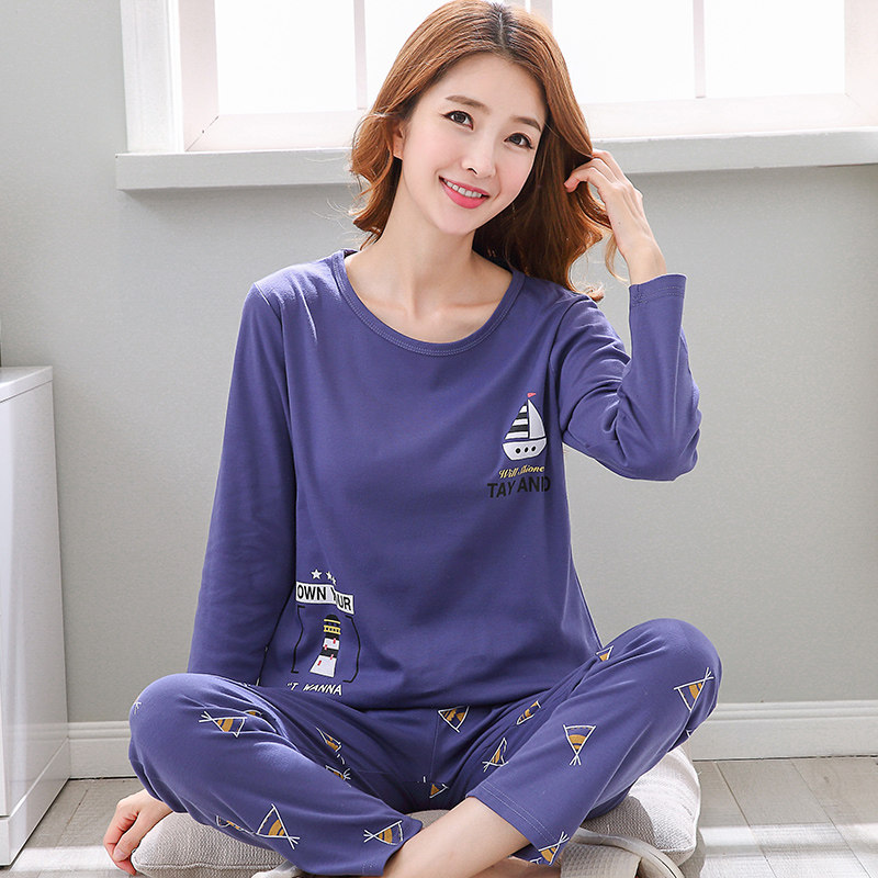 睡衣女秋季长袖长裤卡通可爱纯棉韩版甜美少女休闲T家居服套装大