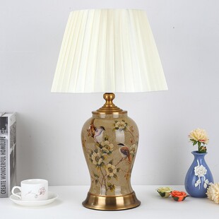 客厅台灯卧室床头灯欧式复古装饰中式高档美式现代简约陶瓷暖光灯