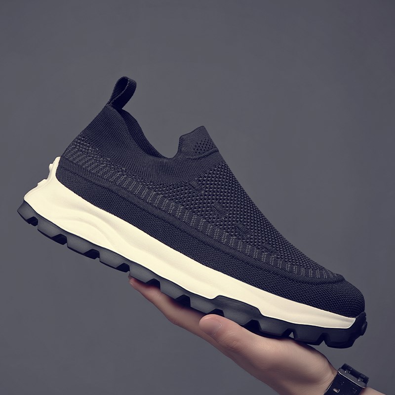 夏季透气布鞋一脚蹬懒人鞋袜子鞋男休闲运动鞋轻便薄款飞织男鞋子