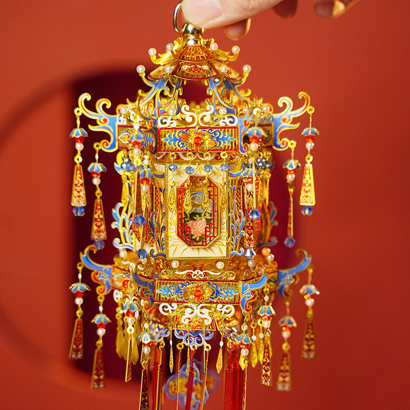 六角宫灯3d立体金属拼图中国风灯笼拼装模型花灯diy手工非遗玩具