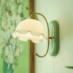 走廊过道灯绿色铃兰花朵欧式复古法式轻奢玻璃客厅床头卧室内壁灯