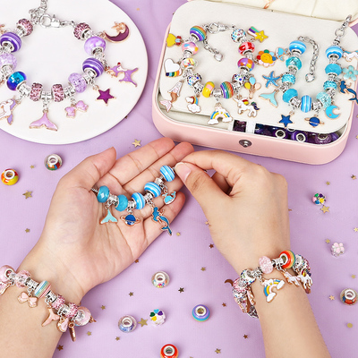 串珠手工diy制作材料包女童手链儿童玩具女孩O项链穿珠子益智小孩