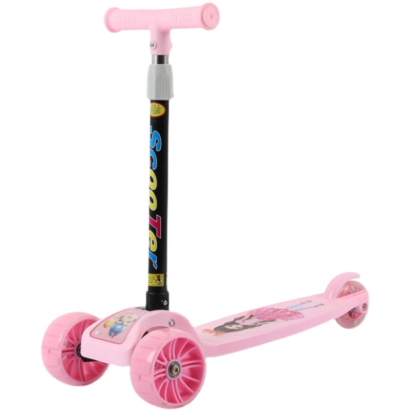 滑板车儿童 女宝宝2-3-6岁折叠款三轮男童单脚R加宽轮骑滑滑溜溜y
