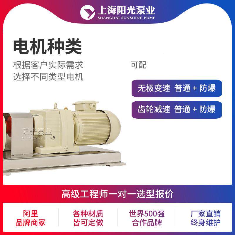 海轮阳177光泵业LQ型齿轮减速转子泵不锈钢密封上无污染凸泵定金