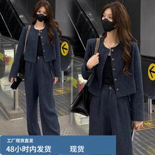 时尚小香风套装女2025春季新款韩版气质修身显瘦短外套休闲两件套