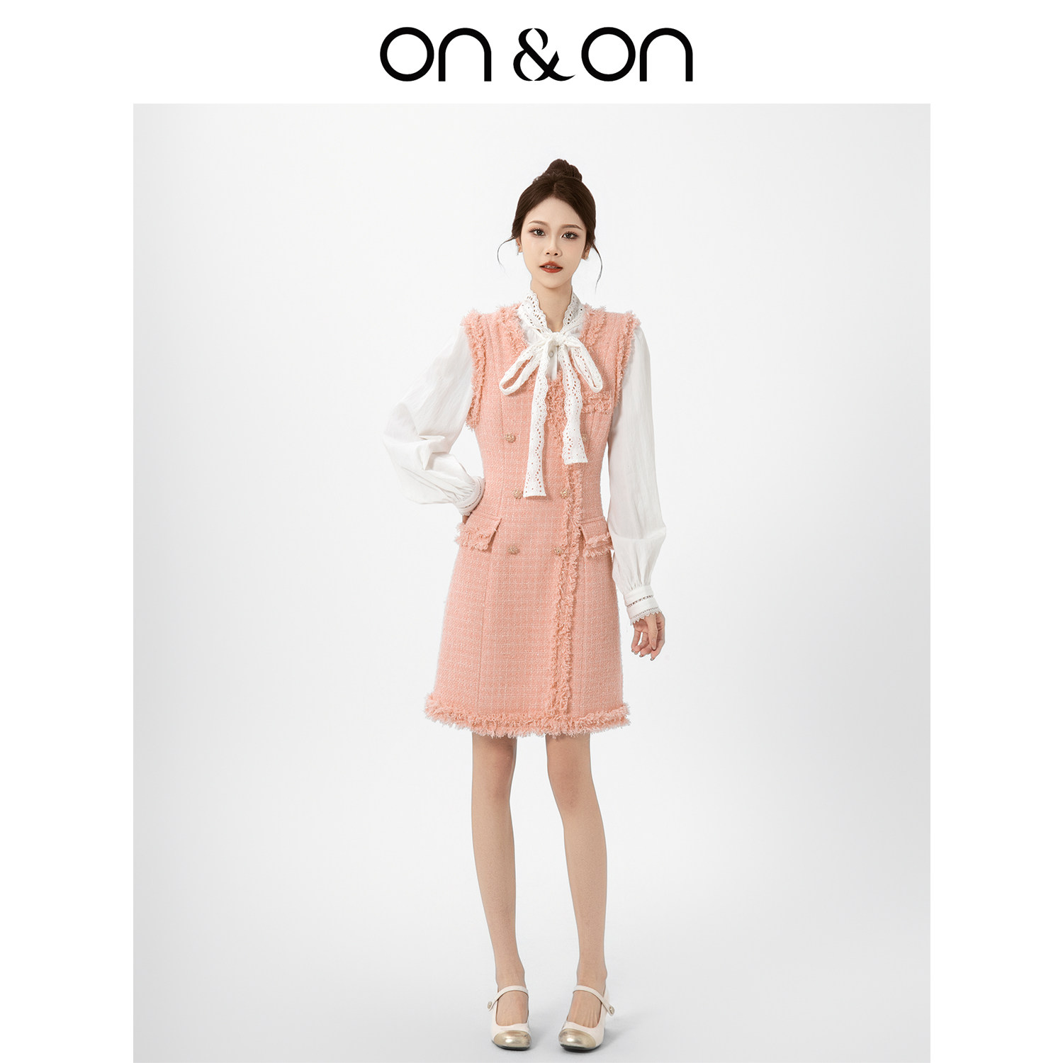 ON＆ON/安乃安2026春季新款时尚轻奢V领毛呢小个子可穿马甲