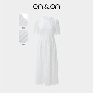 韩系重工镂空刺绣气质淡人穿搭连衣裙 新款 ON＆ON 安乃安2025夏季
