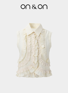 ON＆ON/安乃安2026春夏新款多层次木耳边精致减龄气质无袖小衫